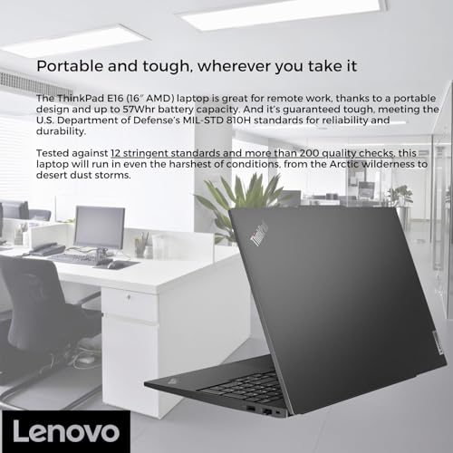 Image of Lenovo ThinkPad E16 G2 Business Laptop Computer, 16GB DDR5, 1TB PCIe SSD, AMD 8-Core Ryzen 7 7735HS (Beat i7-1360P), 16 inch FHD+, WiFi 6E, Fingerprint Reader, Backlit Keyboard, Windows 11 Pro, AZ-XUT