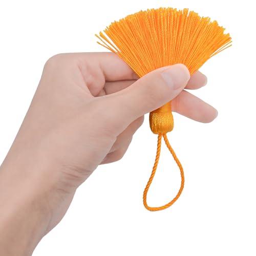 Image of 20Pcs 4.3 Inch Mini Craft Tassels for Earrings, DIY Crafts(Golden Yellow) | Handmade soft terylene, 2-inch cord loop, small Chinese knot-for earrings, bookmarks, tags, souvenirs and DIY crafts.