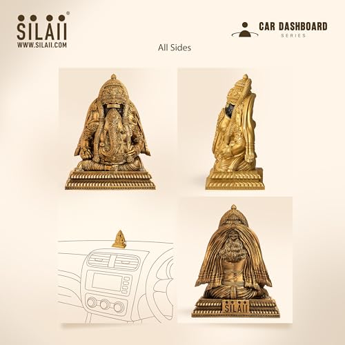 Image of SILAII Pillayarpatti Karpaga Vinayagar Car Dashboard Idol - 3 Inch Gold | Miniature Ganesh Statue for Car Interior Decor | Ganesha Idols for Home & Office | Spiritual Gift & Decorative Ganesha Idols