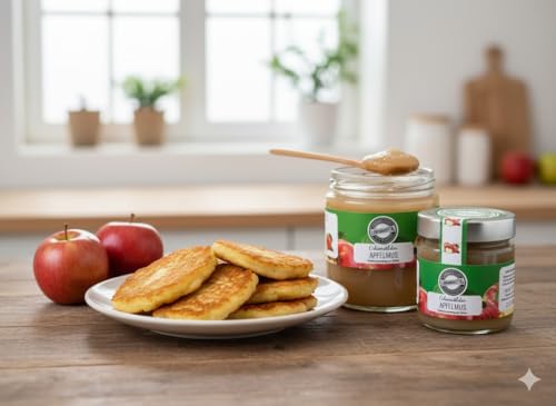 Odenwälder Lebensmittel Apfelmus aus regionalen Äpfeln, 100% Naturbelassen & ohne Zuckerzusatz, Geschmackvoll, Frisch & nachhaltig im Glas – Made in Germany (180g)