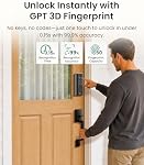 DESLOC K120 Serrure de porte intelligente avec poignées d'empreinte digitale, 16-Month Serrure de porte d'entrée sans clé avec batterie WiFi Contrôle de l'application, Verrouillage automatique de la serrure pour porte avant, sauvegarde mécanique des clés, noir