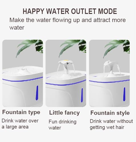 Fuente de agua automática para mascotas 2.5L con luz LED miniatura 6