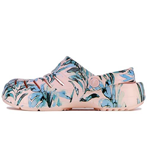 Nautica Women's Clogs - Athletic Sports Sandal - Water Shoes Slip-On With Adjustable Back Strap With Open Slits - Beach Sports Summer Shoe-River Edge-Blush Palm-7 #TOP1