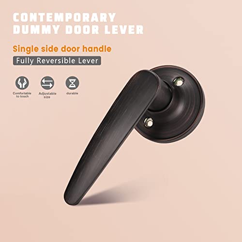 Knobwell 10 Pack Single Sided Dummy Door Levers Interior Dummy Door Knobs, Oil Rubbed Bronze Finish Dummy Handles Reversible For Left Or Right Handed Doors #TOP1