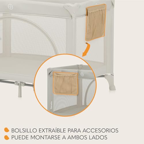 Miniatura 7 de Lionelo Laura Cuna De Viaje 2 En 1 Hasta 15 Kg Cuna Parque Bebe De 0 A 36 Meses Entrada Lateral Colchón De Espuma T25, 2 Niveles De Altura, Bolsa De Viaje, Ruedas Con Freno