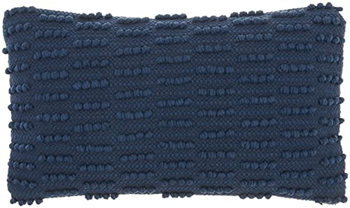Mina Victory Life Styles Navy Twisted Stripes 12"X20" Throw Pillow #TOP1