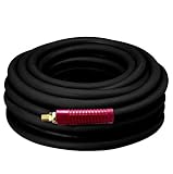 DP Dynamic Power Rubber Air Hose 3/8' x 50' 300 PSI Red/Black Assembly with 1/4' Male Pipe Thread Fittings & Bend Restictors (Black)