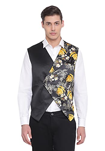 Image of VASTRAMAY Mens Silk Blend Nehru Jacket - Timeless Style & Versatility | Digital Floral Printed Ethnic Sleeveless Coat for Formal & Casual Wear
