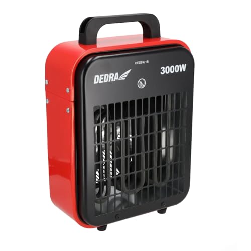 DEDRA Chauffage de Chantier 3000W - Canon à Chaleur Électrique Inclinable avec Thermostat - Aérotherme Industriel pour Garage et Atelier - Mode Ventilateur