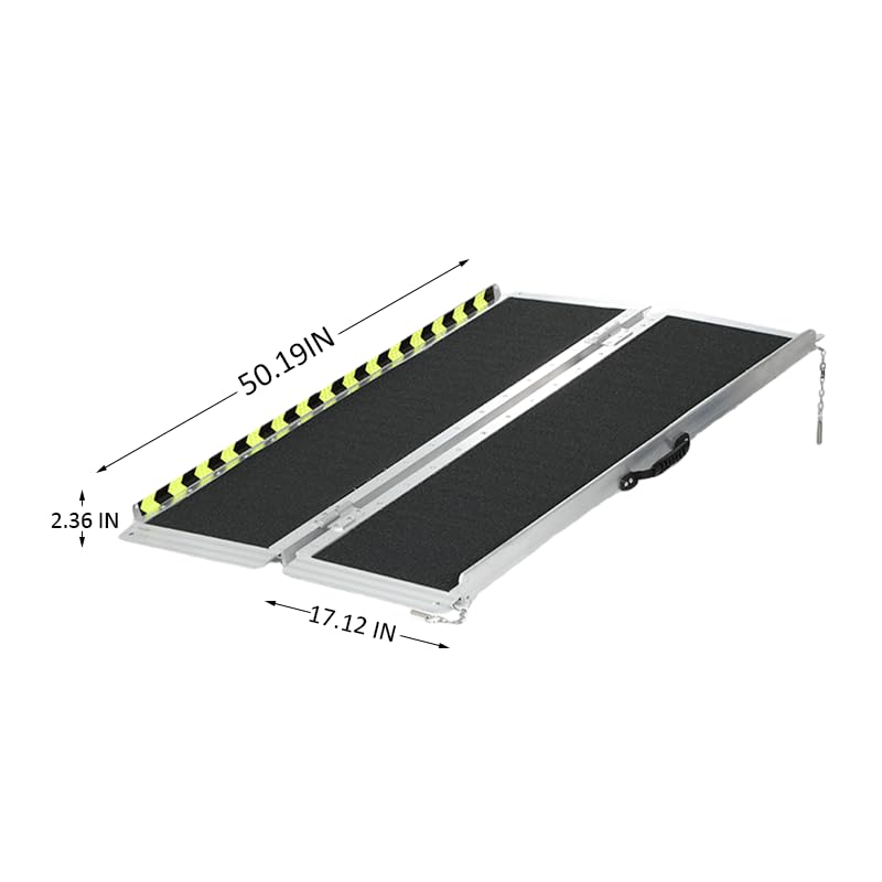 Aluminiowa składana rampa dla wózków inwalidzkich – nośność 362 kg, antypoślizgowy dostęp na schody, wózek, wózek dziecięcy, 4-składana konstrukcja do wejścia do domu i pomoc w poruszaniu się