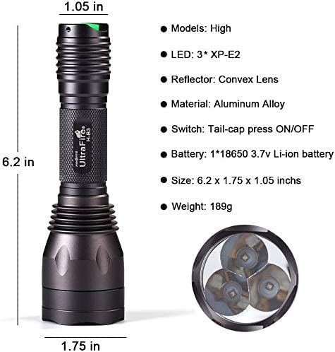 Ultrafire Blue Light Flashlight Hunting Torch 256 Yard 470 Nm Wavelength Professional Blue Beam Flashlight Fishing Hunting H-B3 #TOP4