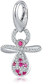 Amazon Brand-HIKARO Dangle Charms fit Pandora Bracelets 925 Sterling Silver 18K White Gold Sparkling Blue Sapphire Pendant Charms for Bracelets and Necklace Gift for Women