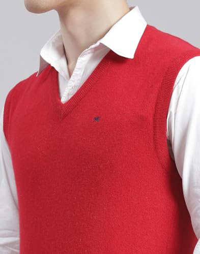 Image of Monte Carlo Off White Solid V Neck Sweater | Warm Woolen Pullover for Men | Soft Comfortable Knitted Winter Wear Sweater for Men's