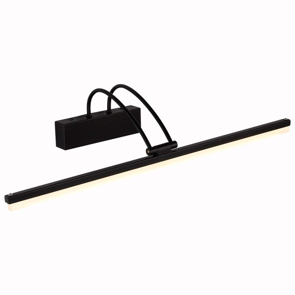 LED z lustrem w łazience, czarna, retro, lustrzane światło przednie, kinkiet łazienkowy, regulowana metalowa podstawa, akrylowy abażur, 61 cm, 14W, do toaletki do makijażu