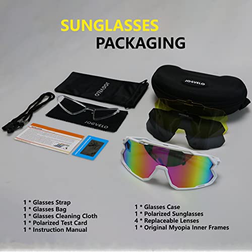 Jogvelo Polarized Sports Sunglasses, Cycling Glasses, Baseball Sunglasses With 3 Interchangeable Lens Uv400 For Men Women Youth Baseball Running Driving Golf, White&Pink #TOP6