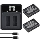 Massate Lot de 2 batteries EN-EL14a EN-EL14 1500 mAh + chargeur rapide LED PD20W - Charge complète en 2,5 H - Pour Nikon D3100 D3200 D3300 D3400 D3500 D5100 D5200 D5300 D5500 D560. 0, DF, Coolpix
