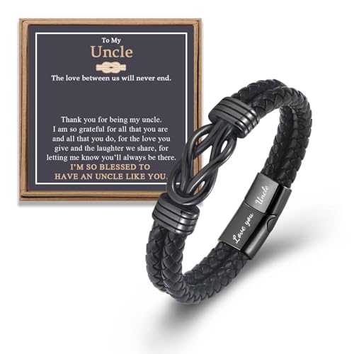 ACOGVN Uncle Bracelet Gifts from Niece Nephew, To My Uncle Infinity Leather Bracelet Jewelry for Men Birthday Christmas Fathers Valentines Day Easter Thanksgiving Gifts