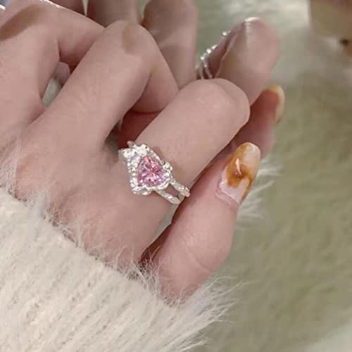 Love Pink Diamond Ring Open Ring Sweet Food Ring For Women Girls #TOP4
