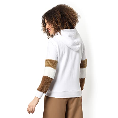 Image of Campus Sutra Women's Cotton Hooded Neck Sweatshirt(AWIN22 CSW-AW-HD0100 L C8-White L)