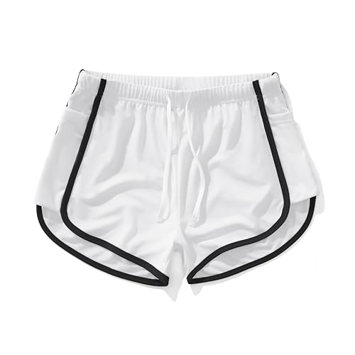Image of AIMPACT Gym Shorts Men 3 Inch Breathable Lightweight Retro Shorts Quick-Dry Mens Mesh Shorts for Running Bodybuilding Fitness Tennis Cycling Swimming Lounge (White-L)