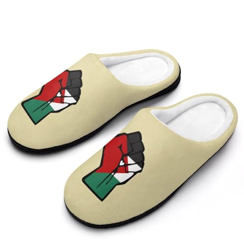 Image of Free Palestine Power Palestinian Plush Slippers Anti-slip Footwear Cotton House Shoes for Men Indoor Outdoor 7-8（40-41）