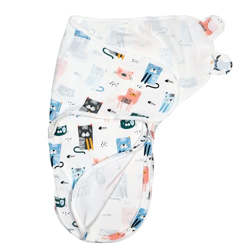 Image of minination Infant Baby Swaddle Blanket, Safe Infant Sleep Zip Swaddle (Cat Print Sleepsack 1PACK)