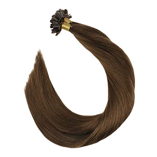 U Tip Real Human Hair Extensions 18 Inch Pre Bonded U Tip Hair Extensions 50strands Utip Hair Extensions Human Hair Light Brown #8 Pre Bonded Human Hair Extensions