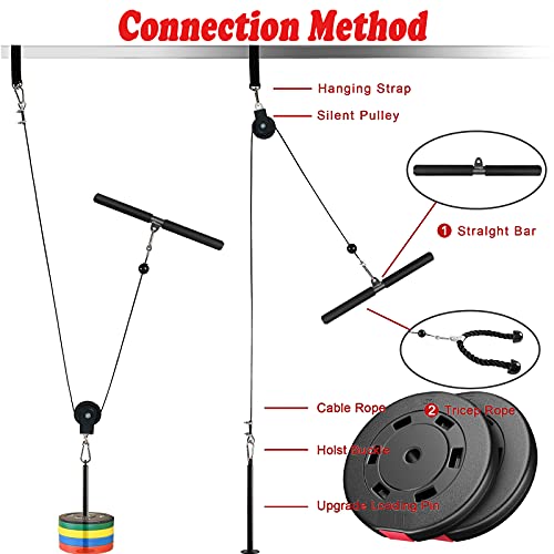 Monfasye Cable Pulley System Upgraded Diy Lat And Lift Weight Pulley Machine Attachment Home Gym Forearm Wrist Roller For Triceps Pull Downs Biceps Curl Forearm Shoulder (Straight + Tricep) #TOP2