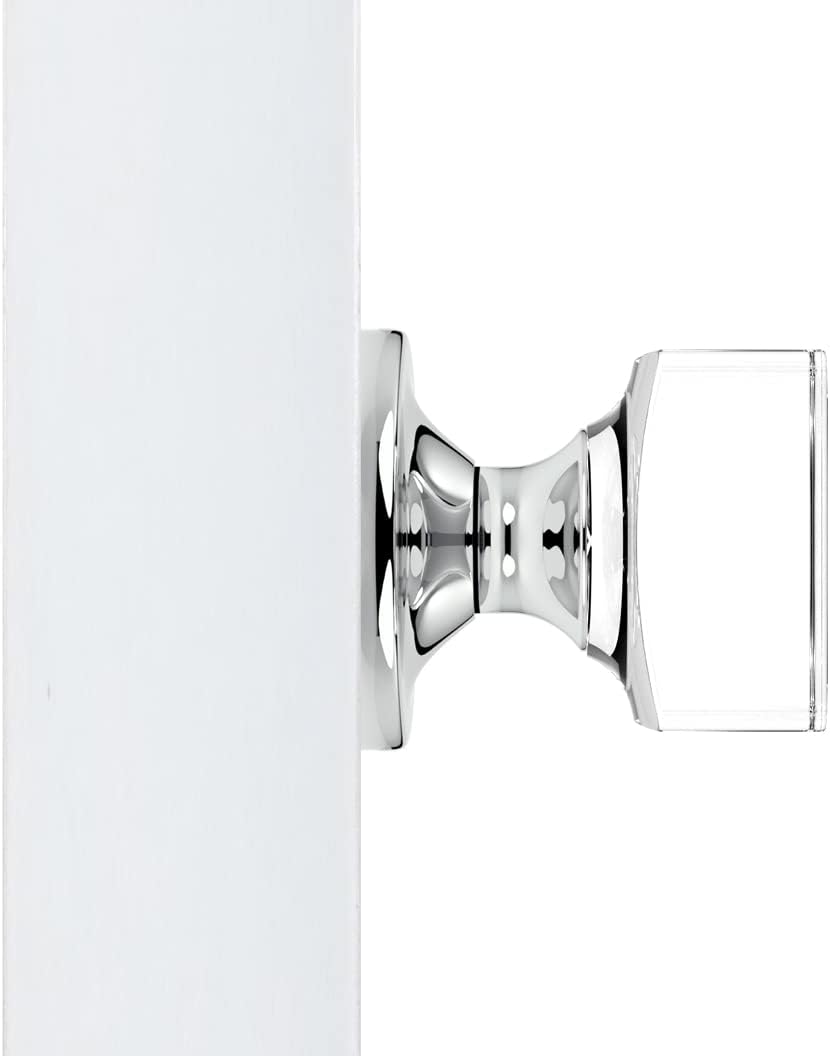 Kobelle Dummy Square Crystal Door Knobs Polished Chrome Round Rosette