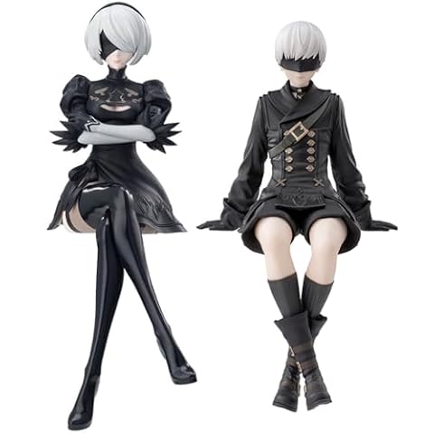 Zestaw figurek automatów 2b Yorha nr 2 typ 2b figurka PVC posąg 15 cm Yorha 9s siedząca figurka anime model ozdoby kolekcjonerskie