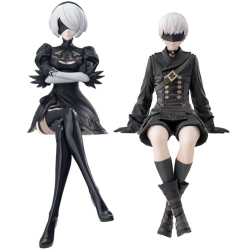 Zestaw figurek automatów 2b Yorha nr 2 typ 2b figurka PVC posąg 15 cm Yorha 9s siedząca figurka anime model ozdoby kolekcjonerskie