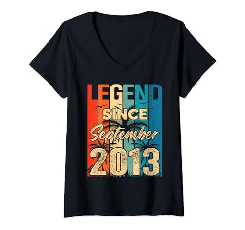 Legend Since September 2013 September 2013 Birthday Retro V-Neck T-Shirt