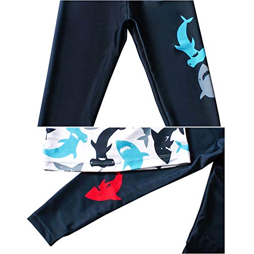 Kids Boys Two Piece Rash Guard Swimsuit Bathing Suit Long Sleeve Sunsuit Swimwear Set with Cap 2-10 Years4