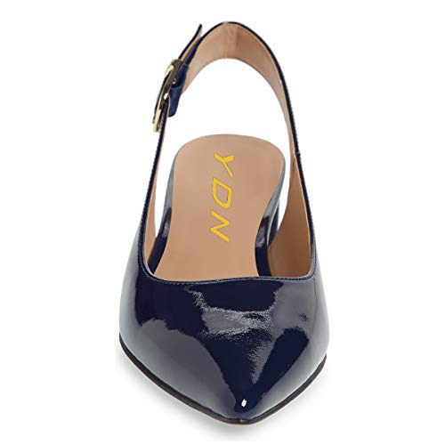 YDN Office Pumps Comfort Slingback Low Chunky Heels Closed Point Toe Fancy Buckle Up Women Shoes Size 4-15 M US4