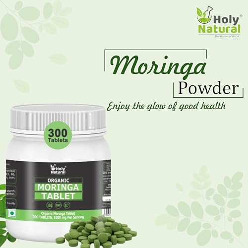 Holy Natural - The Wonder of World Organic Moringa Tablet 300 Tablet | Non Gmo | 500 Mg Per Tablet | Made Under Gmp Facilities