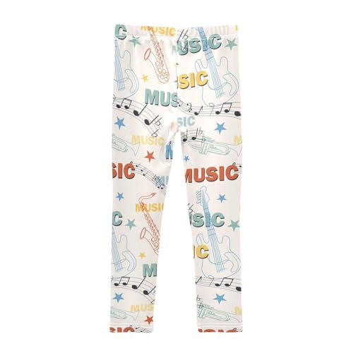 Music Pattern Girls Leggings,Workout Leggings for Girls Toddler Athletic Leggings Size for 3-10T2