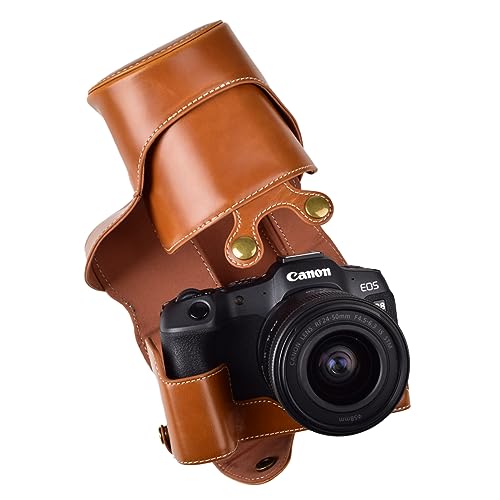 Funda para cámara Rieibi EOS R8 de cuero PU vintage marrón miniatura 1