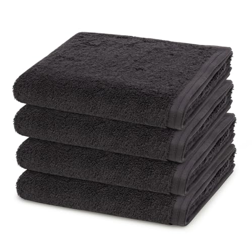 Vossen - 4 teiliges Frottier-Set - Vegan Life (4 X Handtuch im Set) - 580 g/m2 - Baumwolle - Frottee - saugstark - weich und flauschig - Anthrazit
