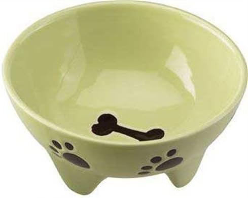 Ethical Pet Footed Dish Green Dog 7-Inch Pet Dish