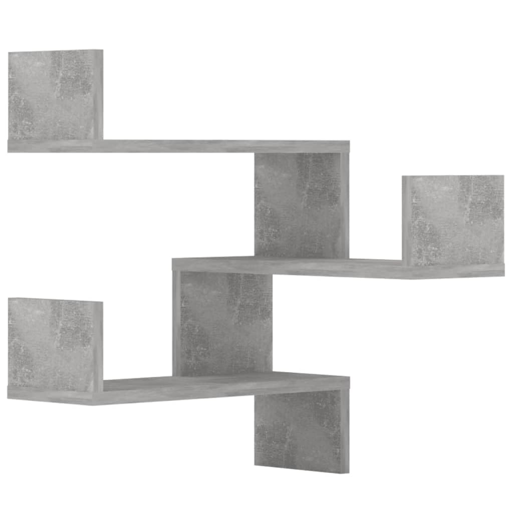 Set di 2 mensole angolari da parete, grigio cemento, 40 x 40 x 50 cm, in robusto materiale di legno, design moderno, per soggiorno, camera da letto, cucina, bagno, libreria da parete
