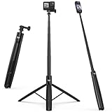 VRIG 180 cm Action Kamera Selfie Stick Stativ für DJI Osmo Action 5 Pro, Ausziehbarer Stativständer with 1/4' Schraube, Go Pro Adapter für Hero 13, Insta 360 Ace Pro 2/X5/X4