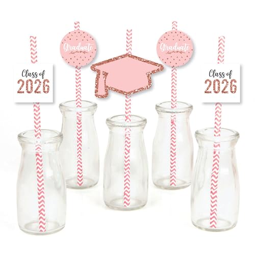 Big Dot of Happiness Rose Gold Grad - Set de 24 Pitillos Decorativos miniatura 5