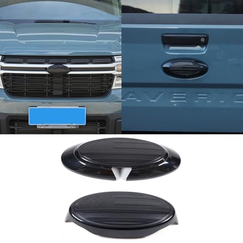 Image of Car Front Rear Tailgate Logo Frame Cover Trim Emblem USA Flag Sticker for Ford Maverick 2022-2024 Logo Emblem Decoration Cover (Front and Back)
