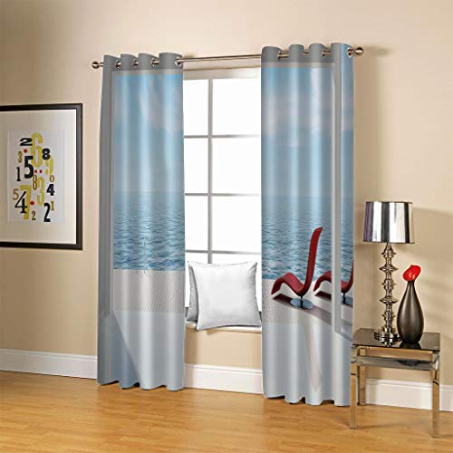 FYRHLH Niños Cortinas Opacas para Junta del mar Aislante Adecuado para Balcon Salón Habitación Dormitorio Modernos Cortinas Tamaño:2 x An75 x Al166cm