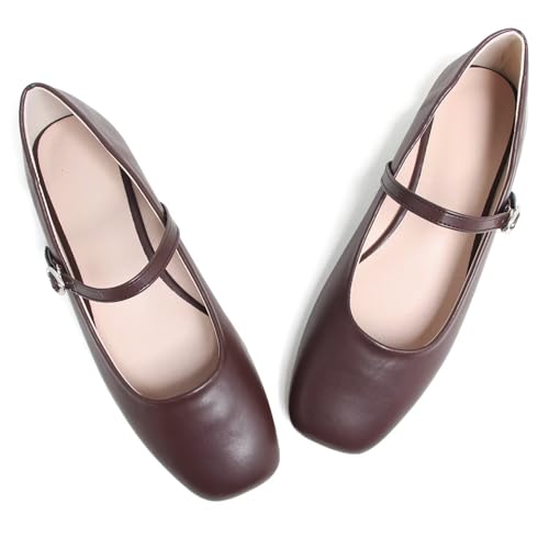 Image of LUXINYU Women's Slip on Flats,Classy Round Toe Solid Classic Mary Jane Ballet Dance Shoes Soft Comfortable PU Flat Shoes