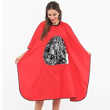 Waterproof Salon Cape Unisex Capes Haircut Hairdressing with Viewing Window Hair Cutting Capes (Red)