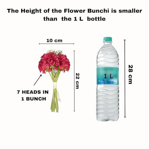 Image of SATYAM KRAFT 2 Pcs Artificial Dahlia Flower Bunch - 7-Stem Faux Bouquet for Home, Office, Wedding & Party Decoration - Realistic Fabric Flower Arrangement (Without Vase) (White)