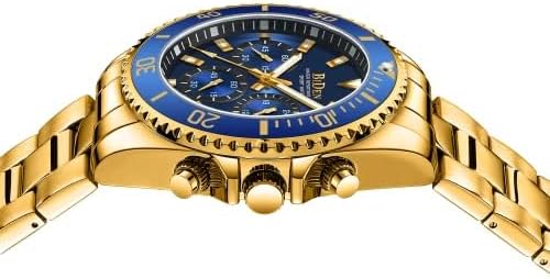 BIDEN Mens Watches Chronograph Gold Blue Stainless Steel Waterproof Date Analog Quartz Watch Business Casual Fashion Wrist Watches for Men - Image 4