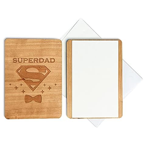 The Personalized Gift Co Engraved Wooden Greeting Card with Envelope for Superdad and Father Cover