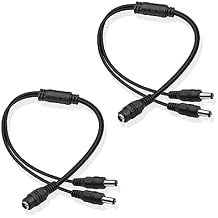 GINTOOYUN DC Y Splitter Cable 1 Female to 2 Male,5.5mm x 2.1mm DC Power Extension Adapter Cable,for CCTV Surveillance Cameras,Surveillance Routers,DVR,and More2PCS